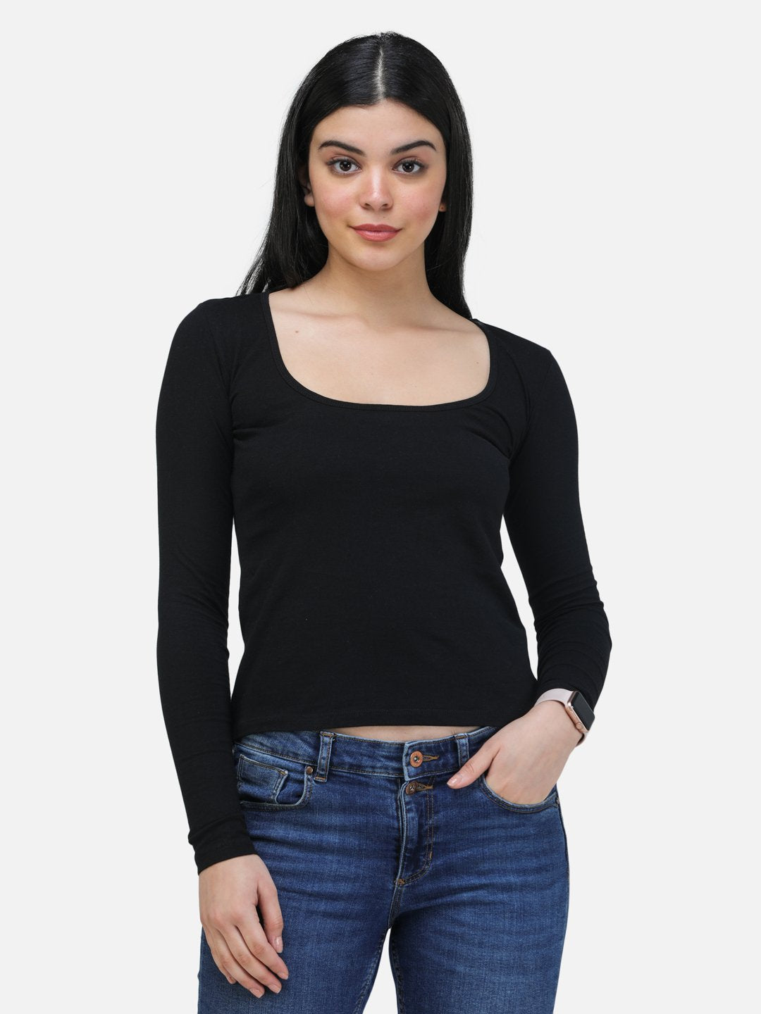 SCORPIUS BLACK SQUARE NECK REGULAR TOP