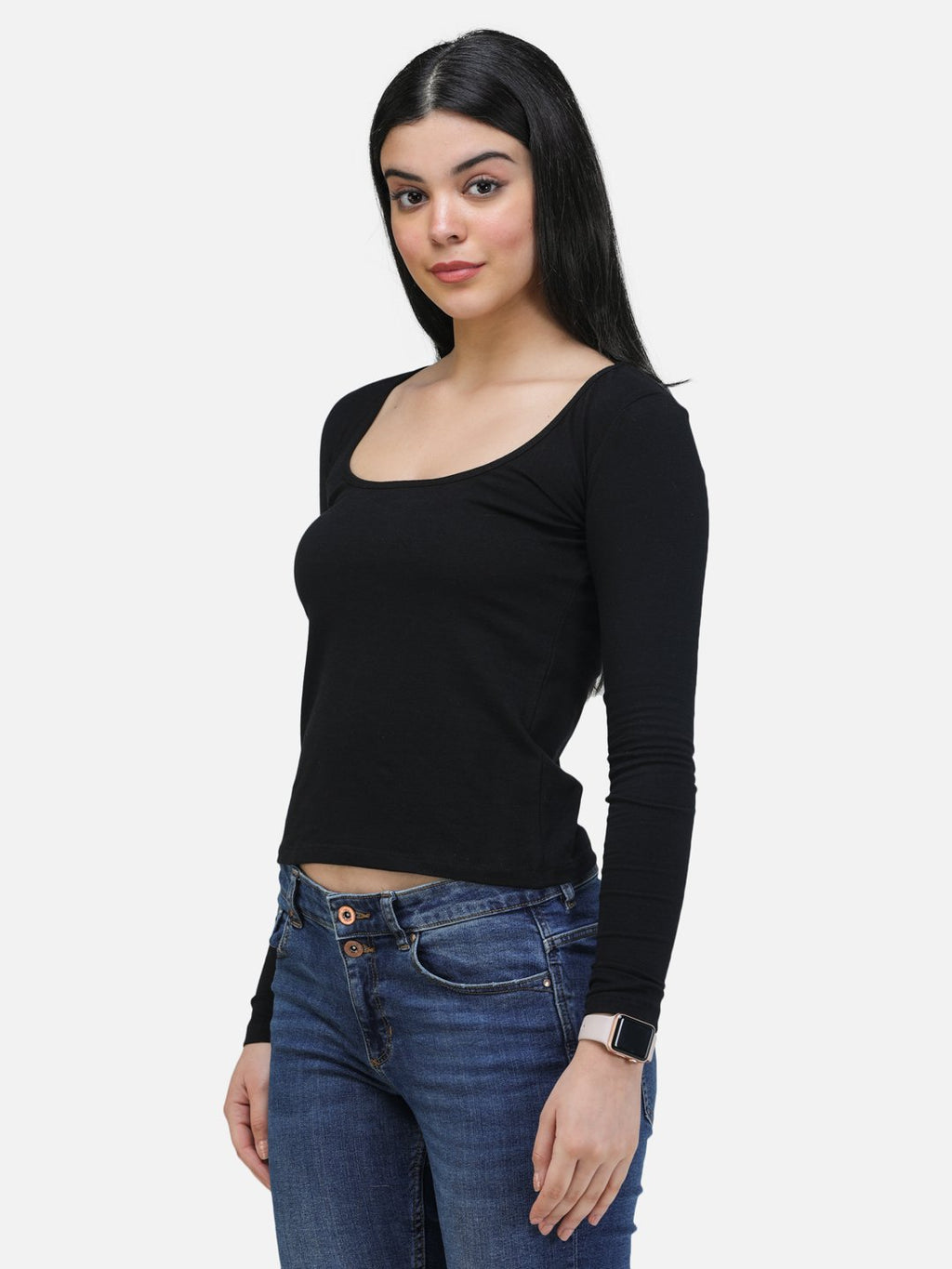 SCORPIUS BLACK SQUARE NECK REGULAR TOP
