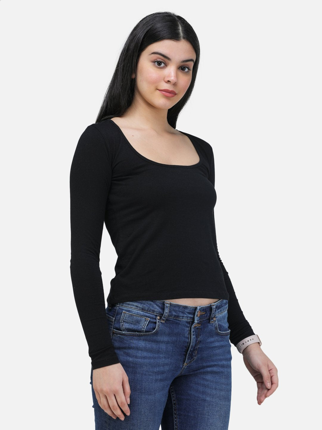 SCORPIUS BLACK SQUARE NECK REGULAR TOP