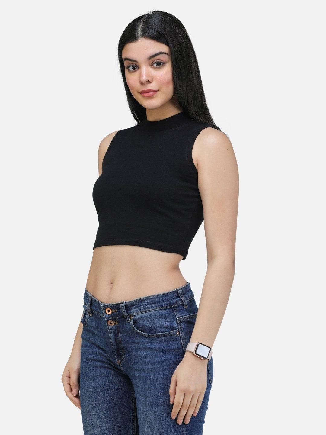 SCORPIUS BLACK CUT SLEEVE CROP TOP