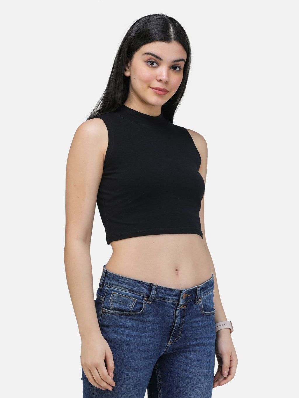 SCORPIUS BLACK CUT SLEEVE CROP TOP