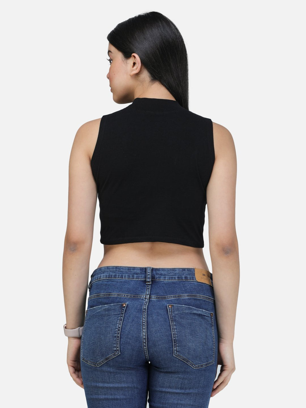 SCORPIUS BLACK CUT SLEEVE CROP TOP