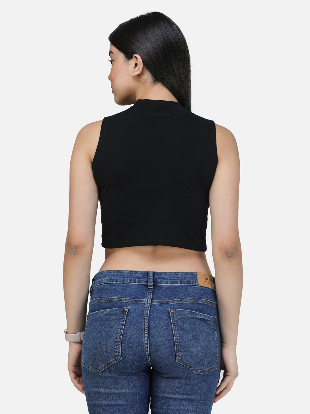 SCORPIUS BLACK CUT SLEEVE CROP TOP