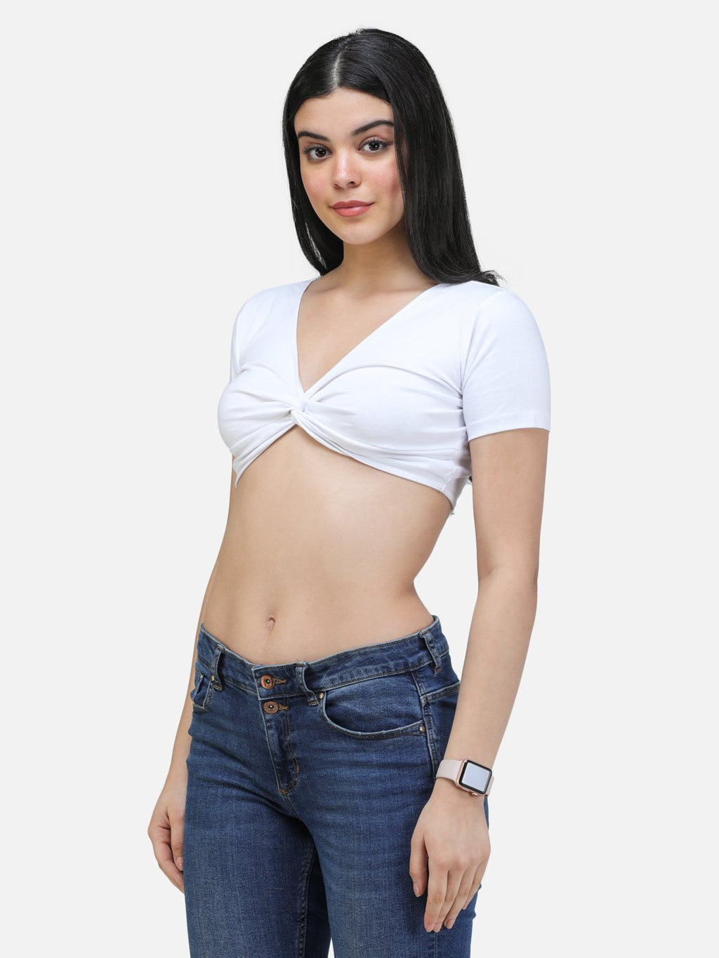 SCORPIUS WHITE FRONT CROSS CROP TOP