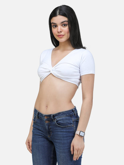 SCORPIUS WHITE FRONT CROSS CROP TOP