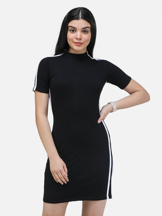 SCORPIUS Black Solid Bodycon Dress