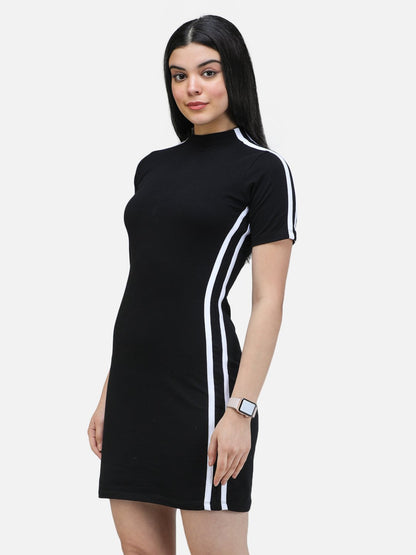 SCORPIUS Black Solid Bodycon Dress