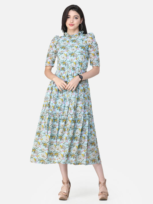 SCORPIUS Blue Printed dress