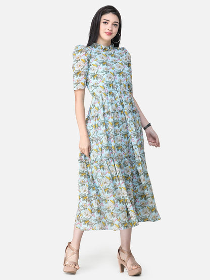 SCORPIUS Blue Printed dress