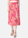 Scorpius Pink & Off-White Printed Straight Midi Skirt