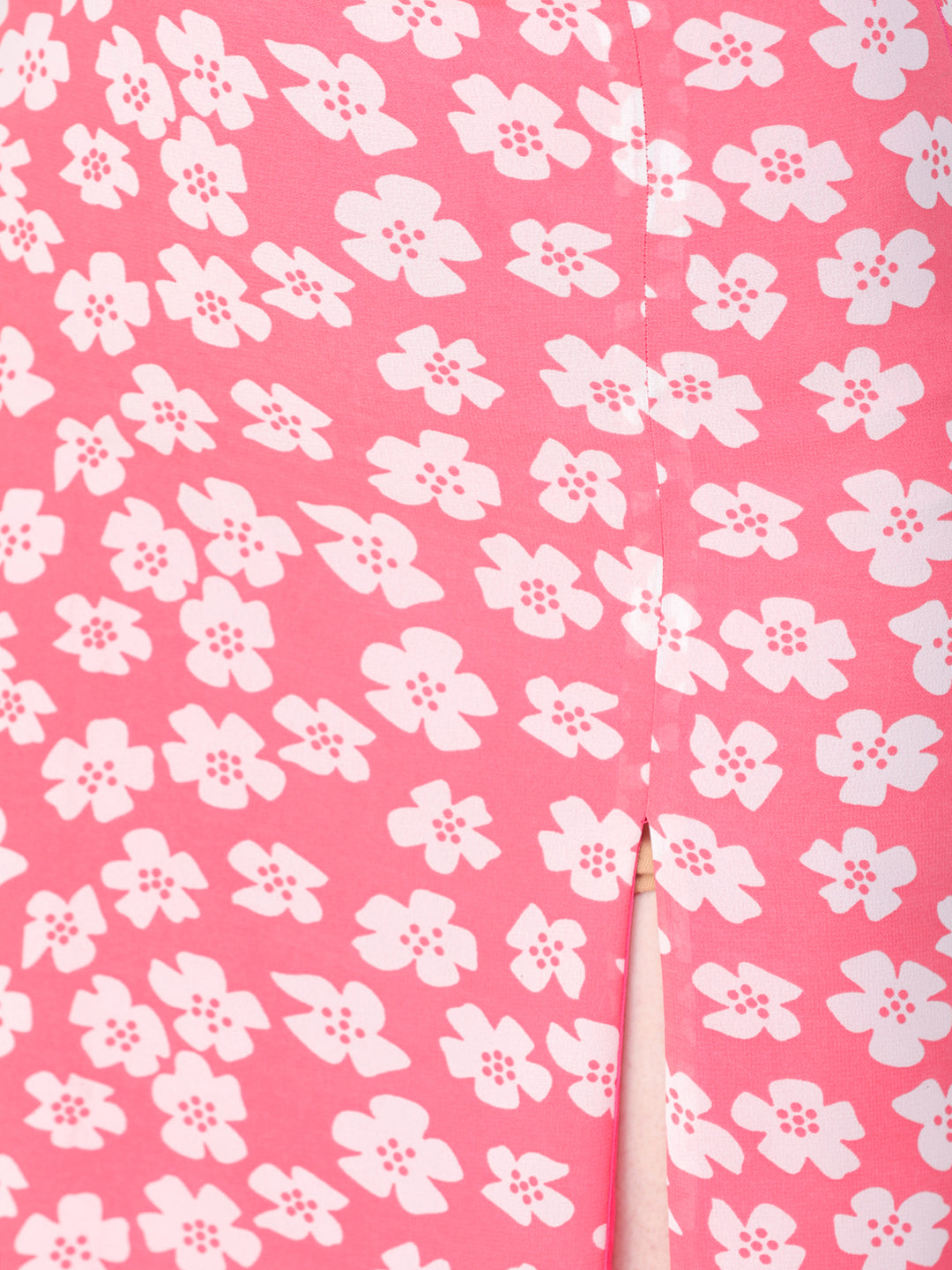 Scorpius Pink & Off-White Printed Straight Midi Skirt