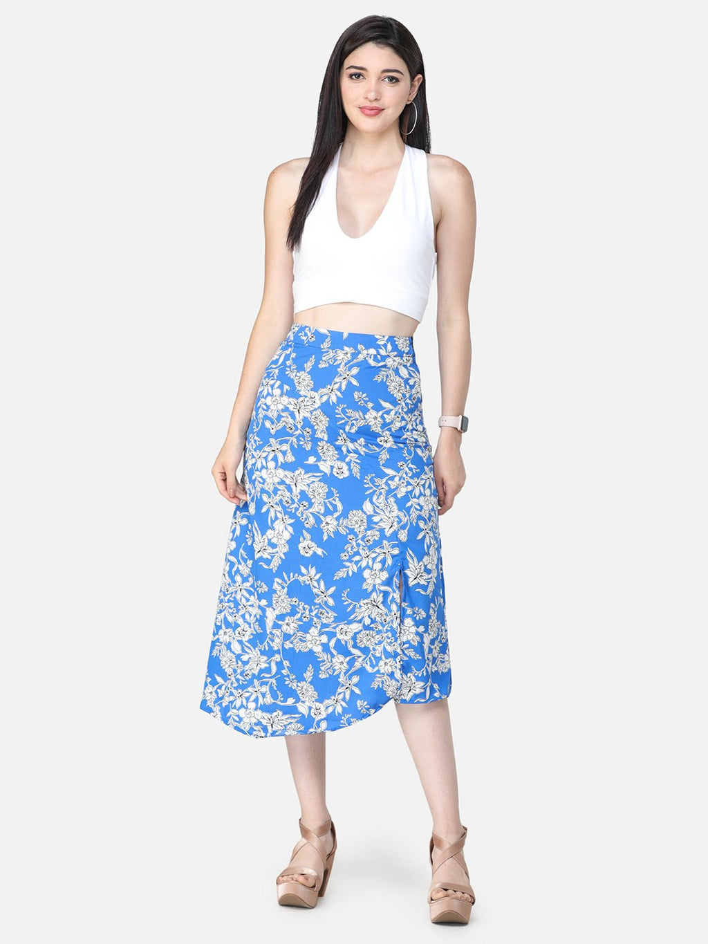 Blue Printed Skirt