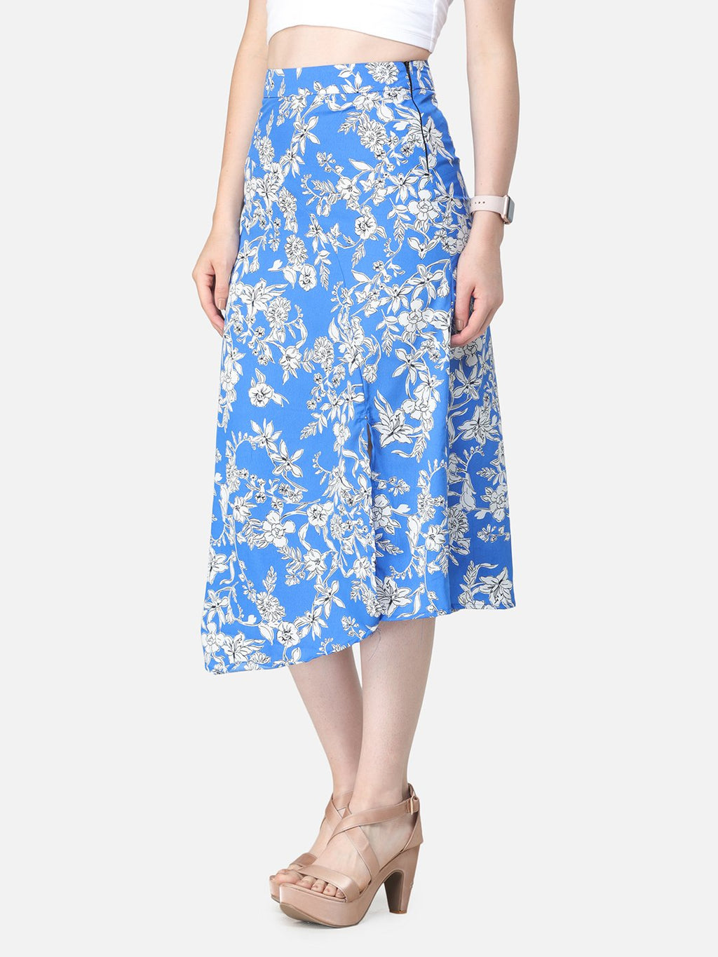 Blue Printed Skirt