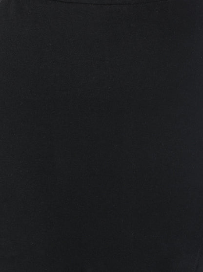 Black Solid Midi Straight Skirt