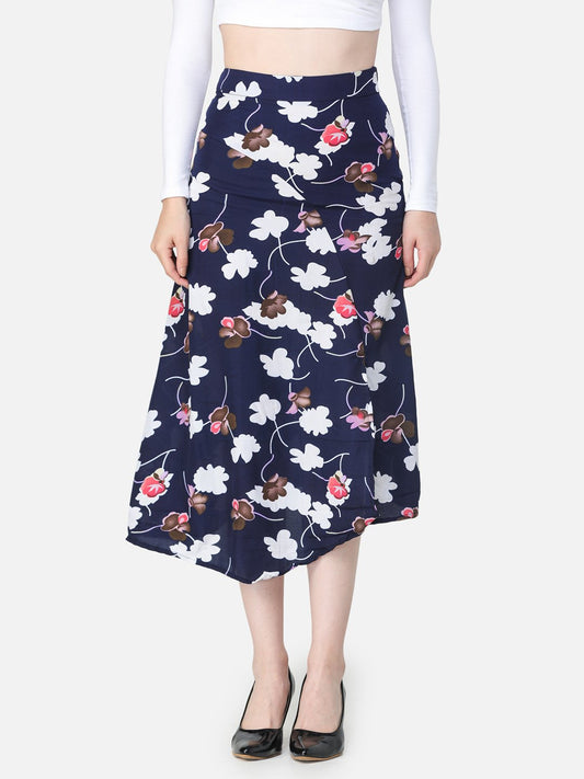 Navy Floral Skirt