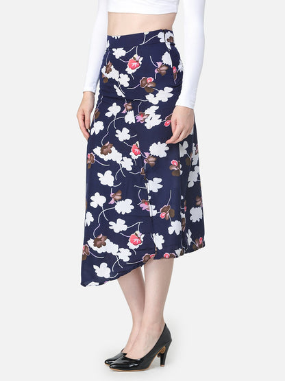 Navy Floral Skirt