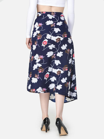 Navy Floral Skirt