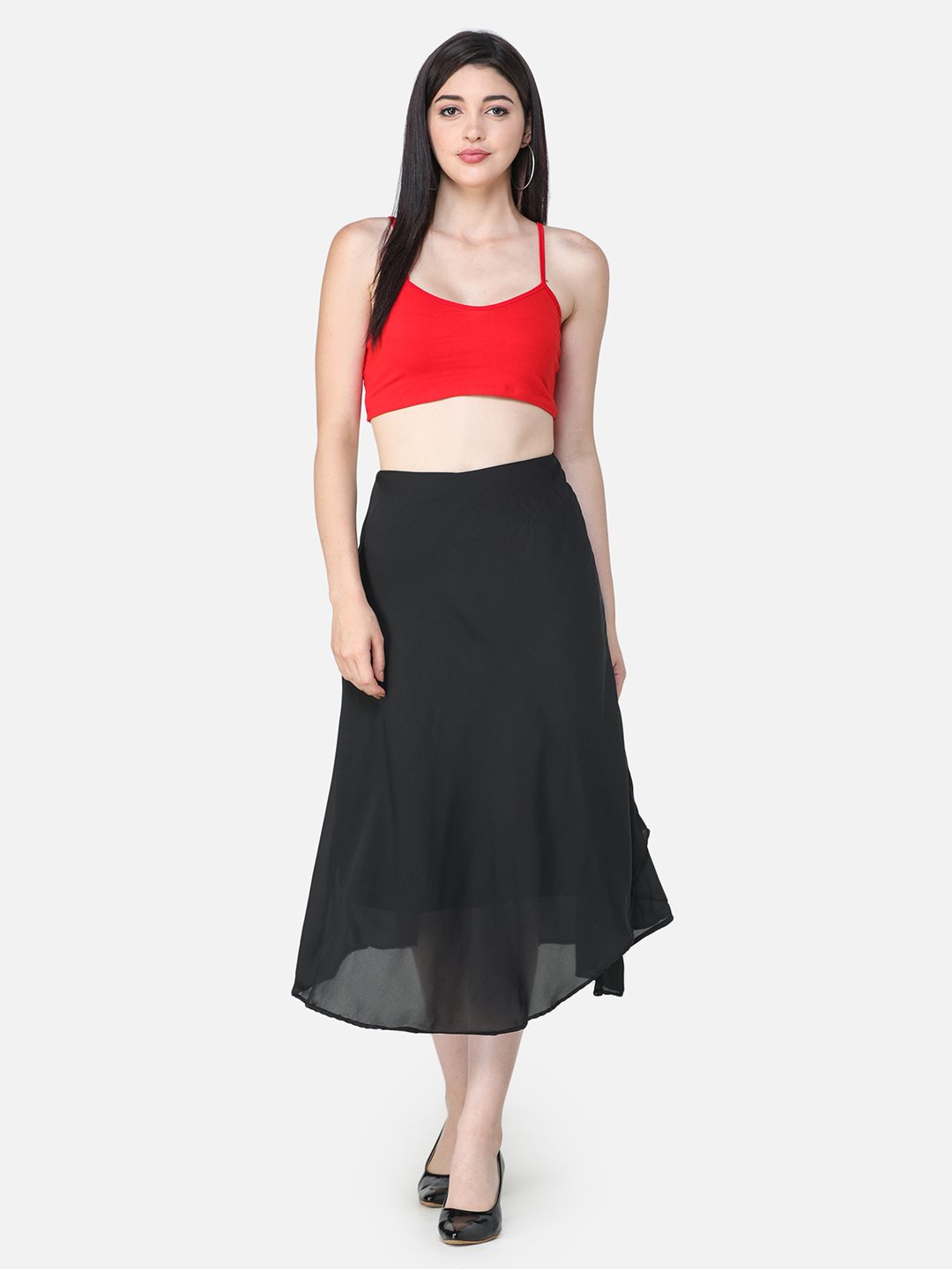 Solid Black Midi Skirt