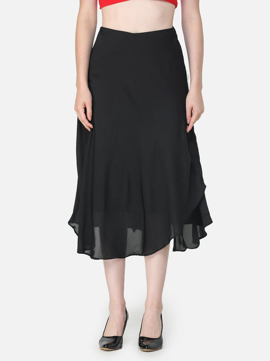 Solid Black Midi Skirt