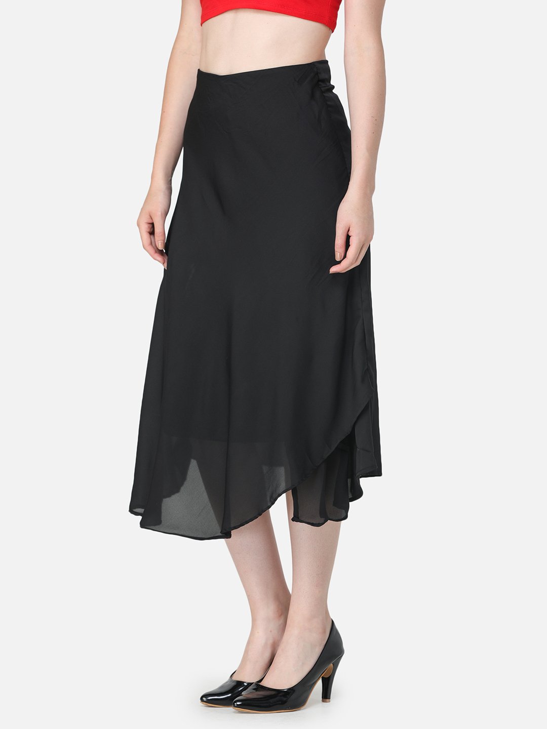 Solid Black Midi Skirt