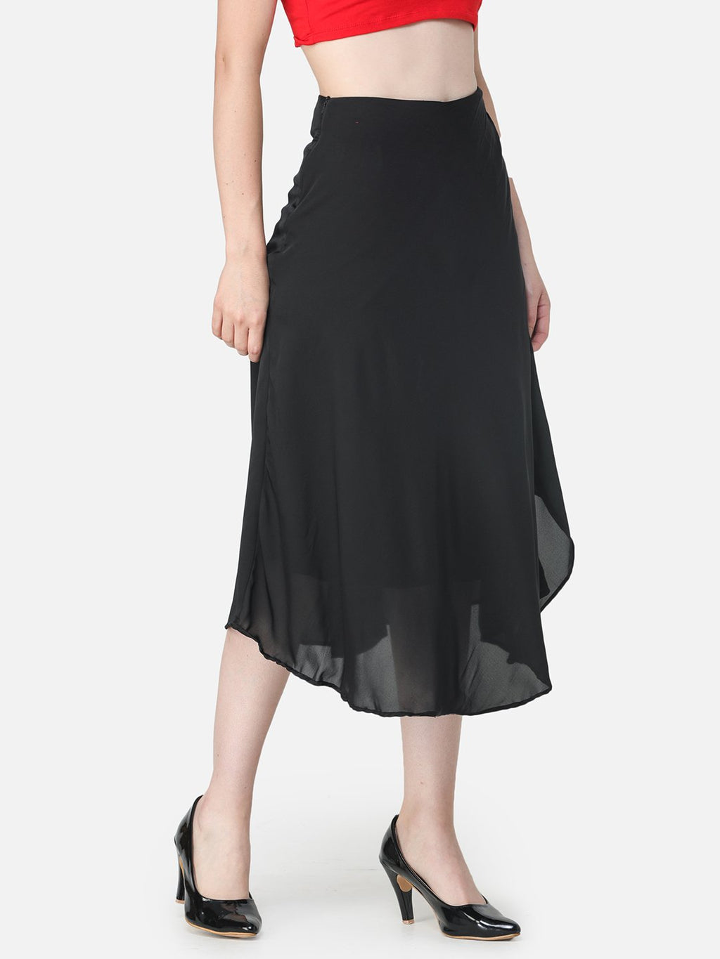 Solid Black Midi Skirt