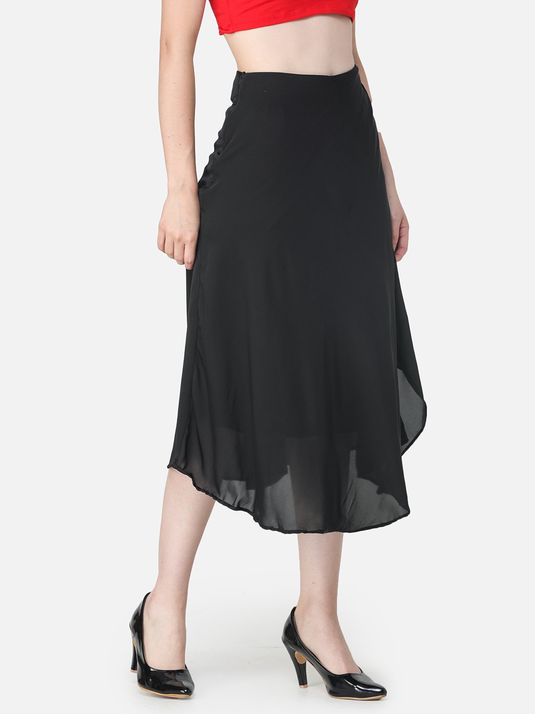 Solid Black Midi Skirt