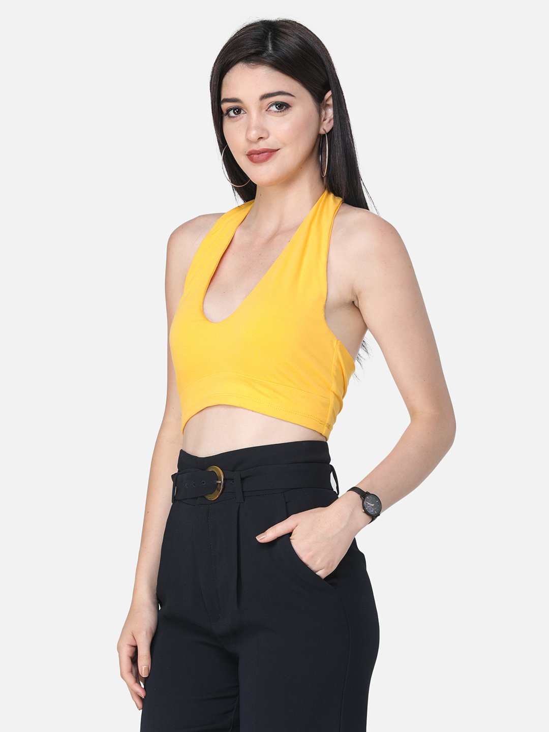 SCORPIUS SOLID YELLOW CROP TOP