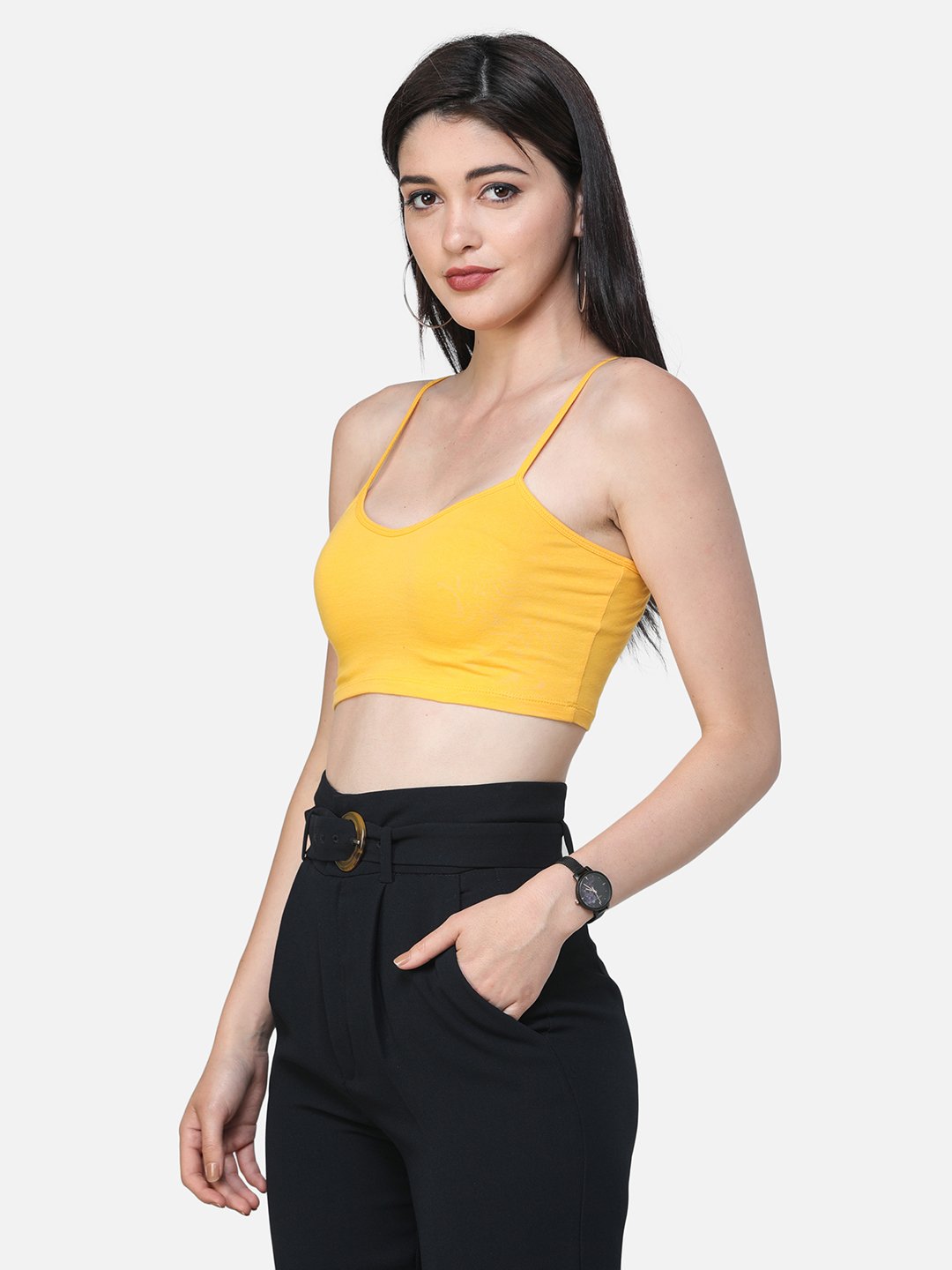 SCORPIUS SOLID YELLOW CROP TOP
