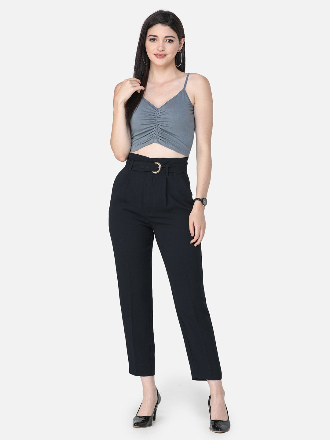 SCORPIUS SOLID GREY CROP TOP