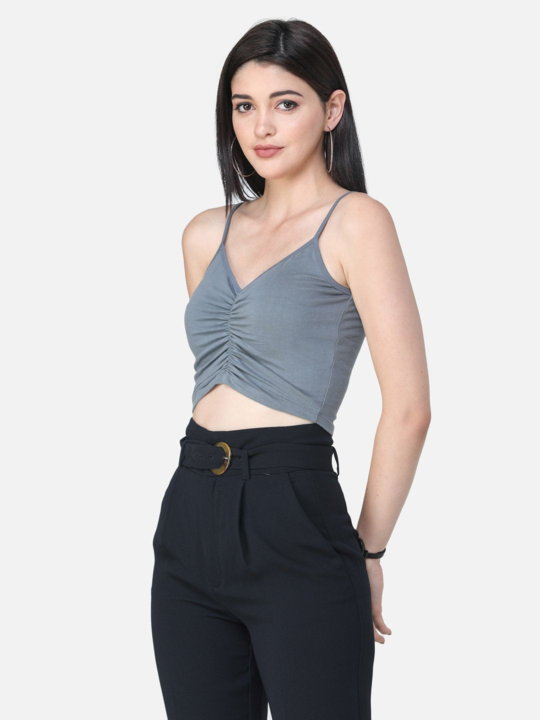 SCORPIUS SOLID GREY CROP TOP
