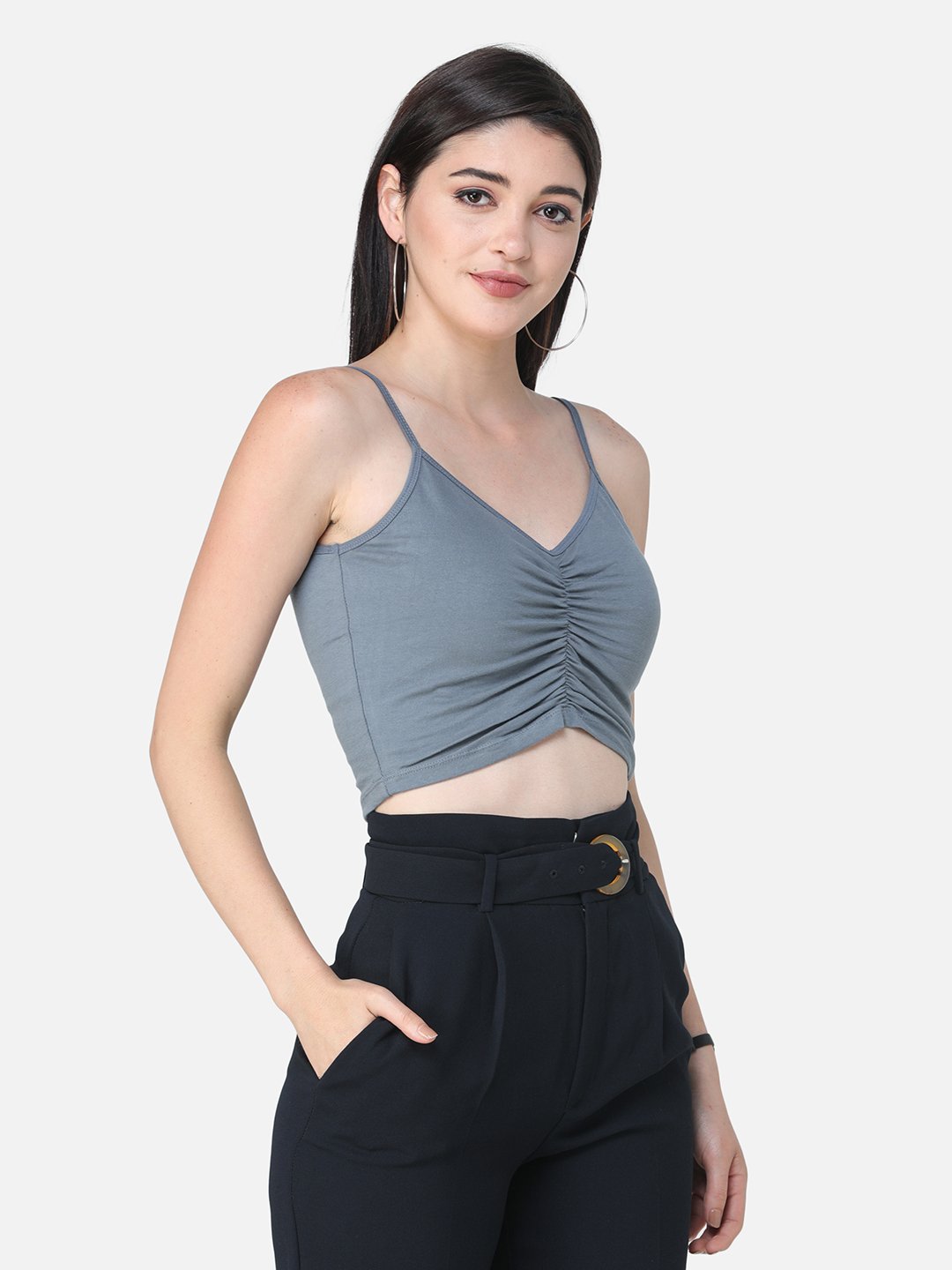 SCORPIUS SOLID GREY CROP TOP