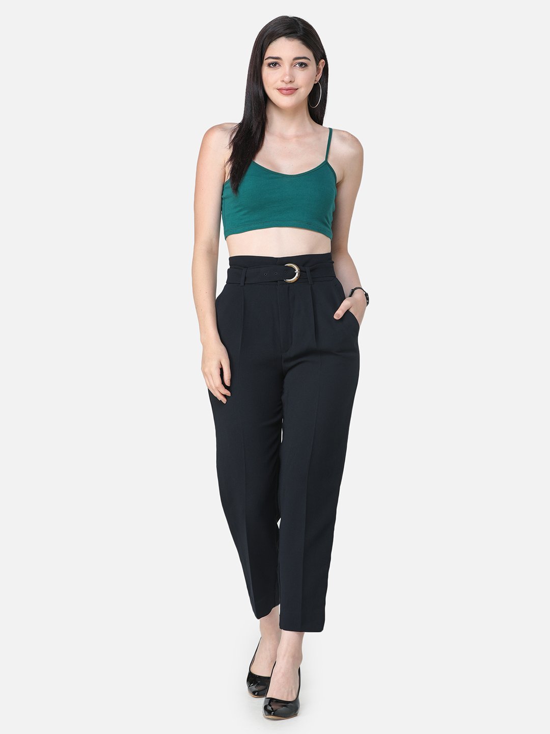 SCORPIUS SOLID GREEN CROP TOP