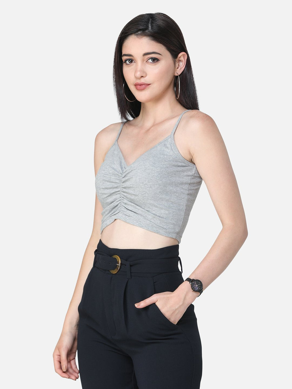 SCORPIUS SOLID GREY CROP TOP