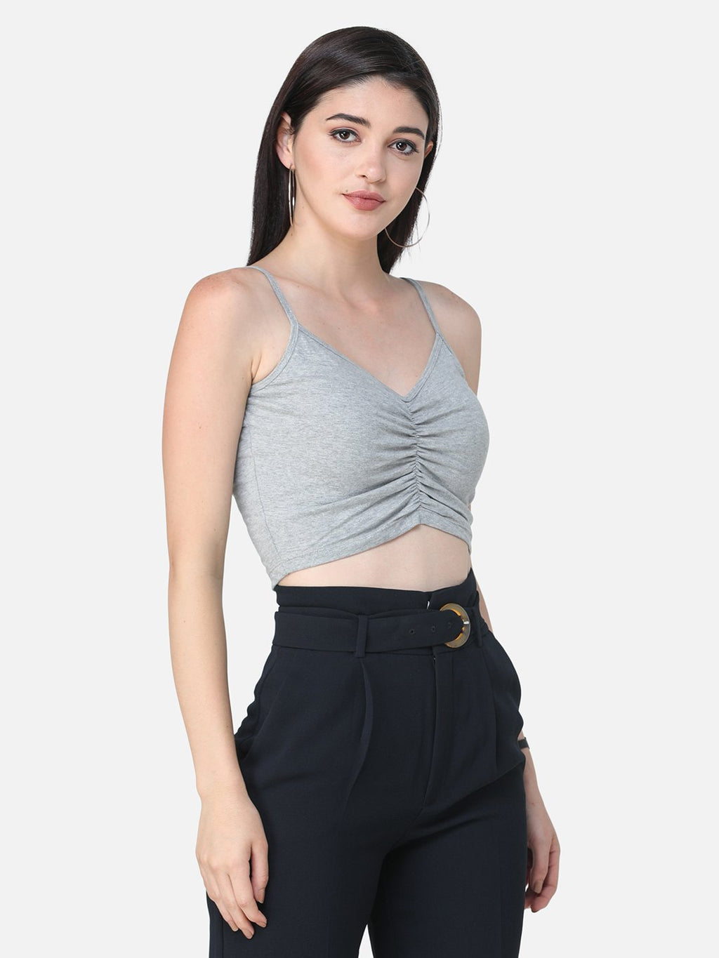 SCORPIUS SOLID GREY CROP TOP