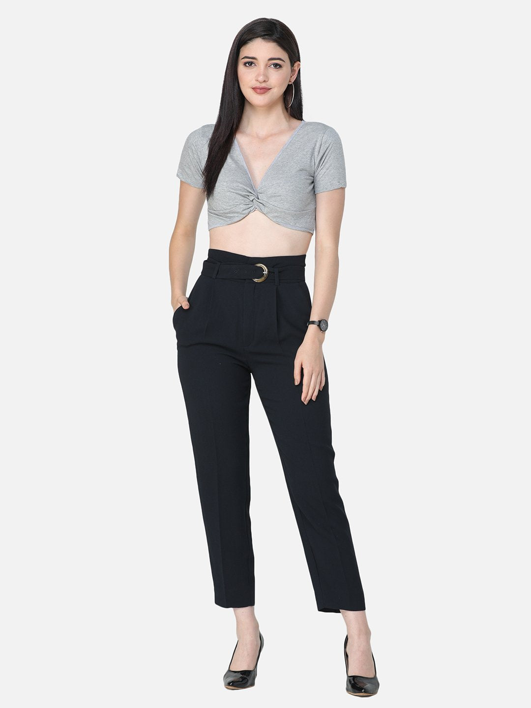 SCORPIUS SOLID GREY CROP TOP