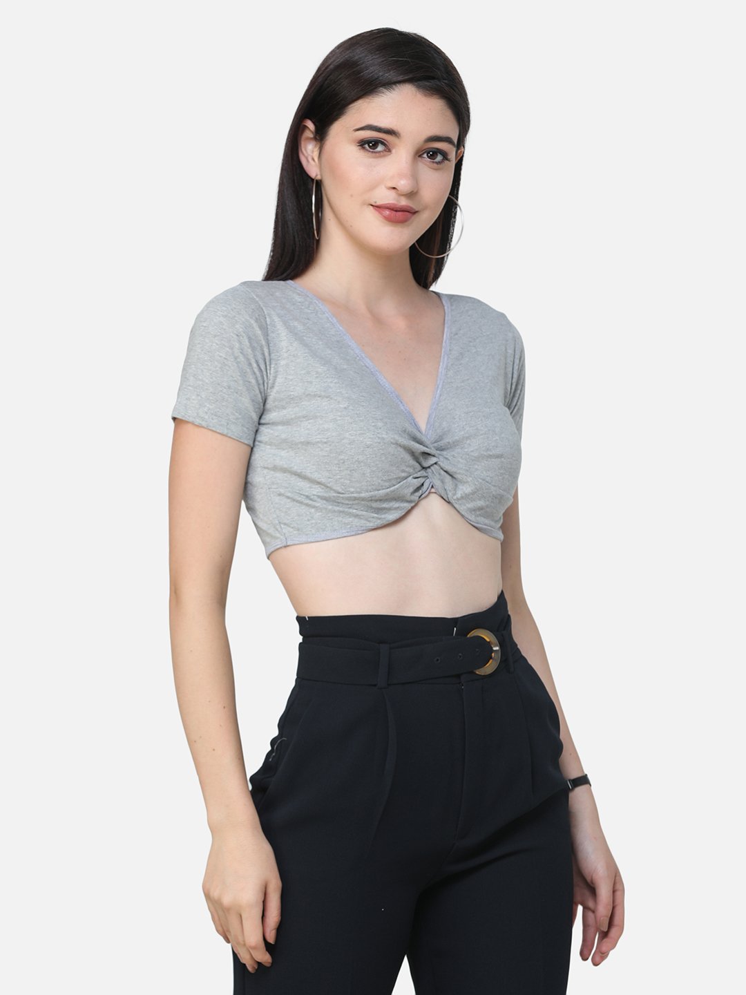 SCORPIUS SOLID GREY CROP TOP