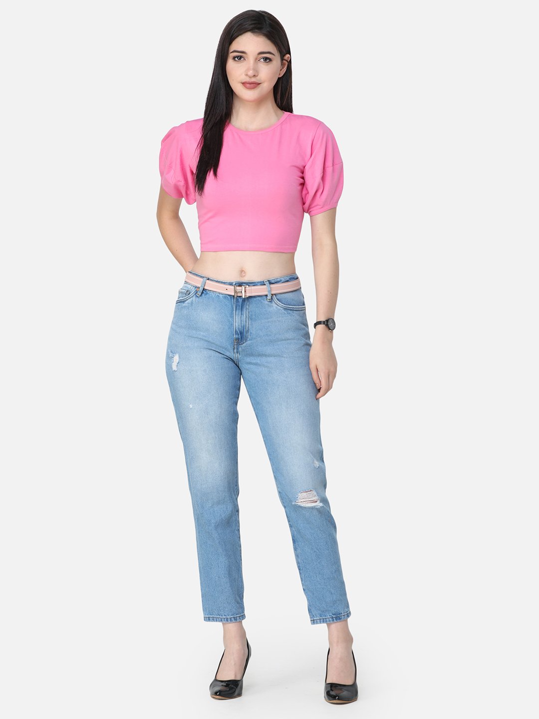 SCORPIUS SOLID PINK CROP TOP