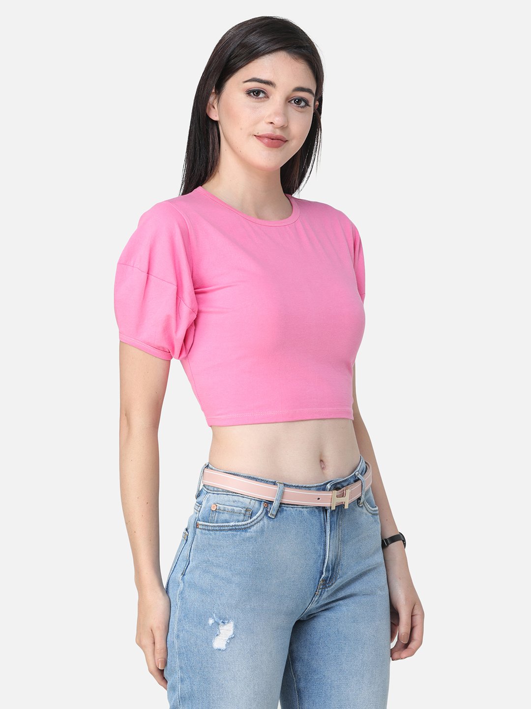 SCORPIUS SOLID PINK CROP TOP