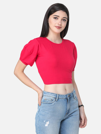 SCORPIUS SOLID PINK CROP TOP