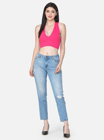 SCORPIUS SOLID PINK CROP TOP