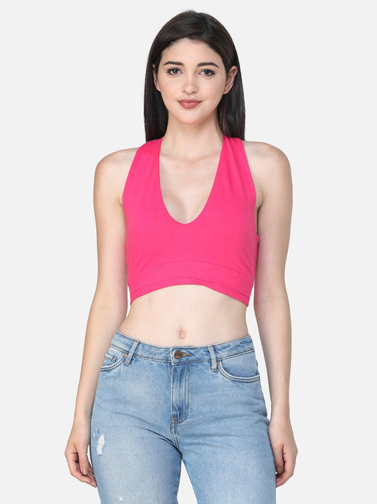 SCORPIUS SOLID PINK CROP TOP