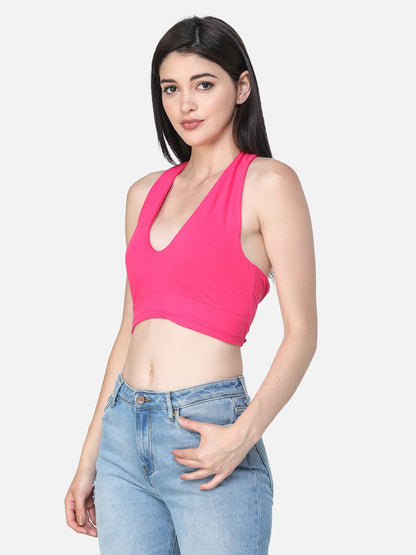 SCORPIUS SOLID PINK CROP TOP