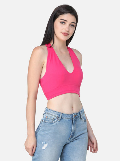 SCORPIUS SOLID PINK CROP TOP