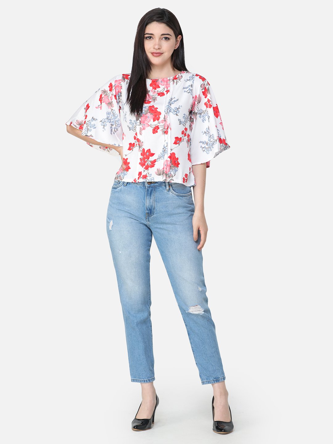 SCORPIUS FLORAL WHITE PRINTED TOP