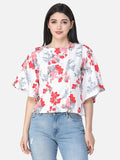 SCORPIUS FLORAL WHITE PRINTED TOP