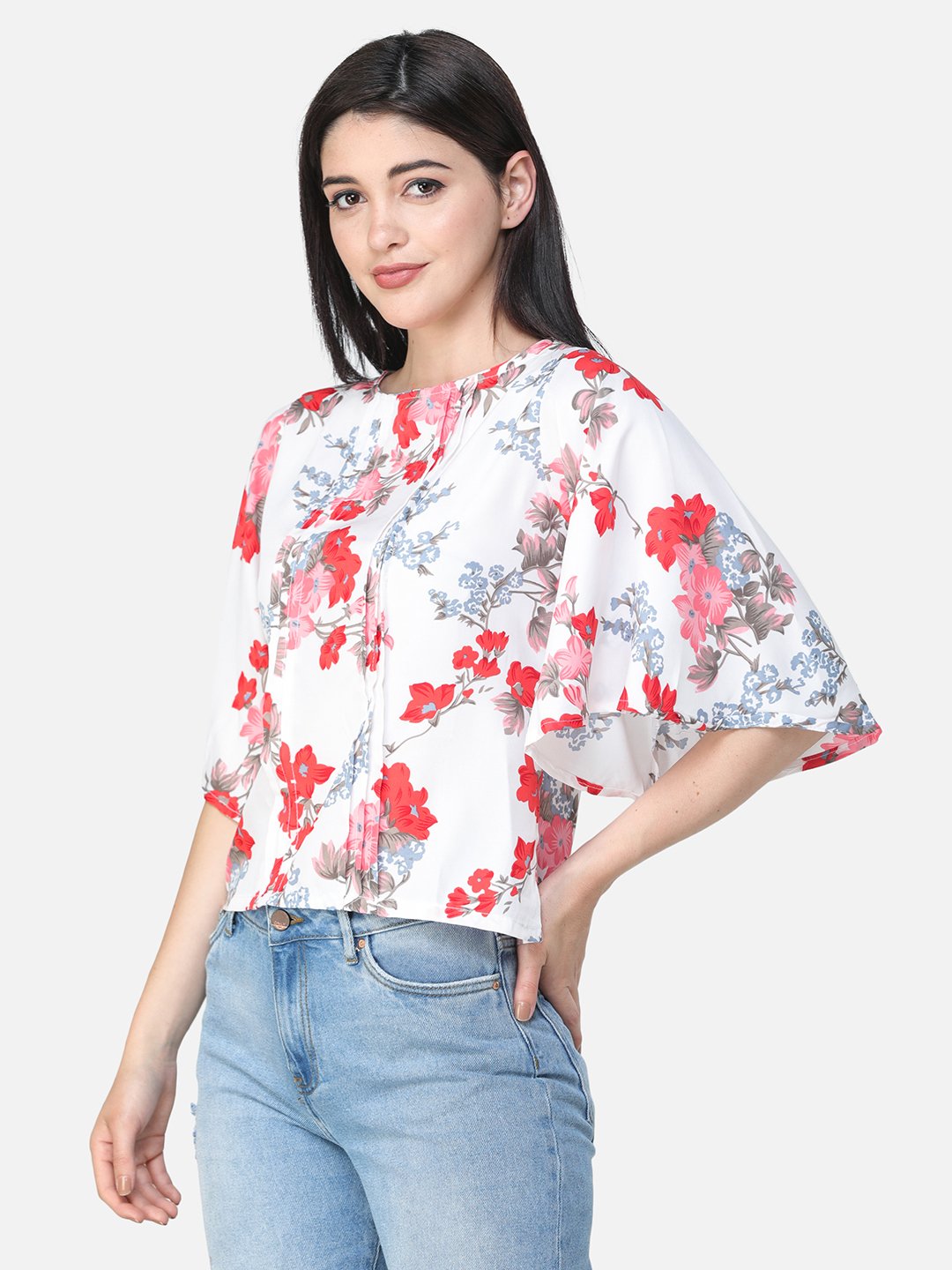 SCORPIUS FLORAL WHITE PRINTED TOP