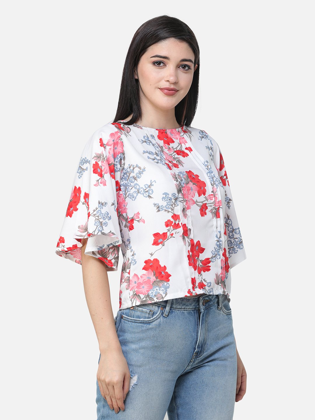 SCORPIUS FLORAL WHITE PRINTED TOP