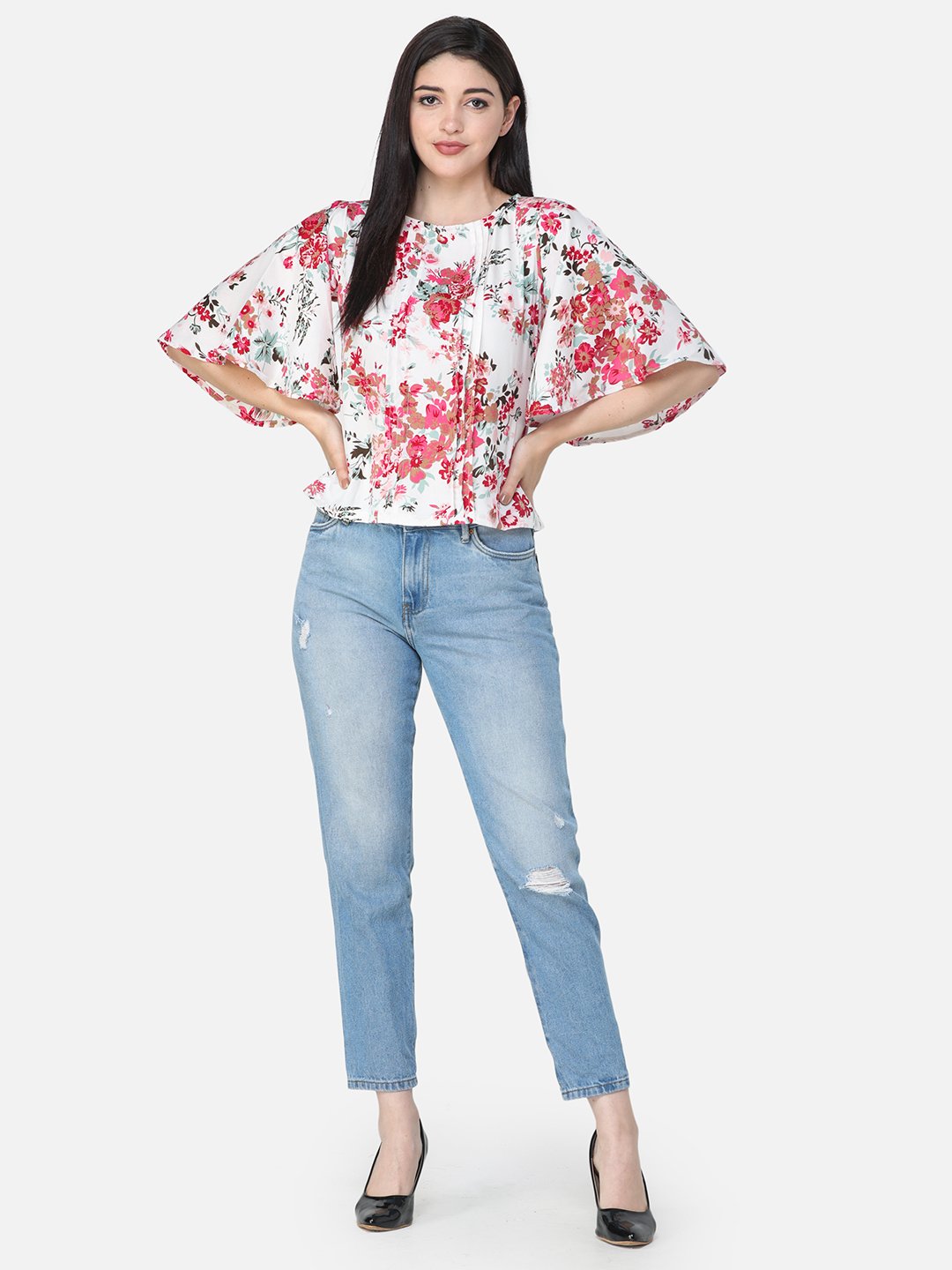SCORPIUS FLORAL WHITE PRINTED TOP