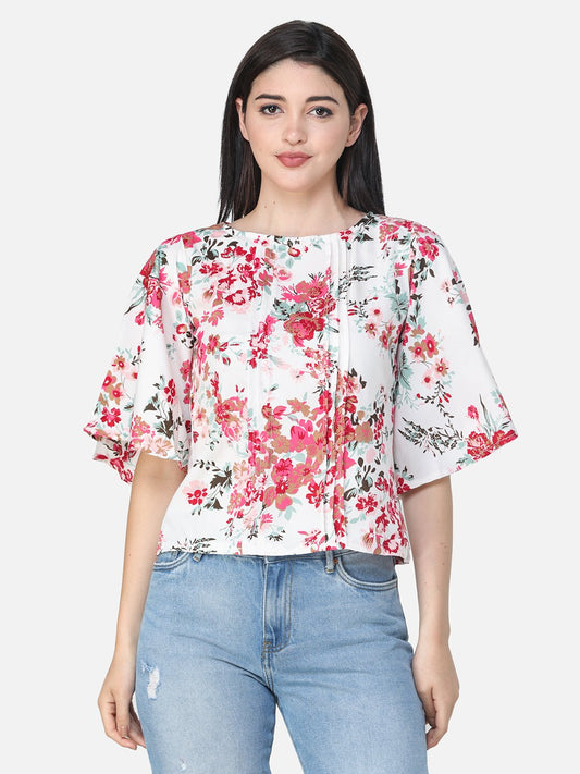 SCORPIUS FLORAL WHITE PRINTED TOP