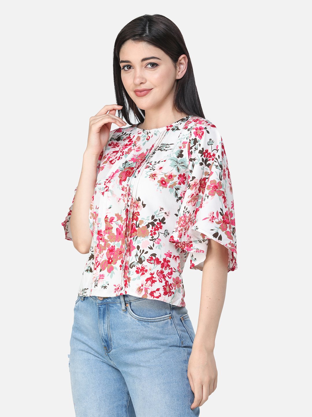 SCORPIUS FLORAL WHITE PRINTED TOP